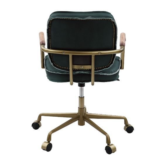 KD Adjustable Seat Height Upholstered Seat and Back Cushion Swivel Chair(360 Degree) Seat Cushion Thickness: 3-"<br/><br/><b>Product Features</b><ul><li>Case: 1Pc/1Ctn</li><li>Finish: Emerald Green Leather</li><li>Style: Industrial</li><li>Materials: Comp