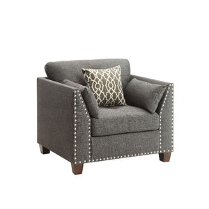 KD, w/3 Pillows Features: Buttonless Tufted (Back/Seat), Nailhead Trim (Armrest/Base) Loose Back & Seat Cushion (3+3) Backrest Style: Cushion Seat Construction: Pocket Coil, Inside Frame: Wood, Ply, Foam