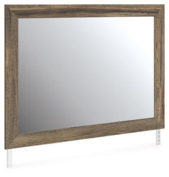 Casually cool style and clean lines go hand in hand with this bedroom mirror. A weathered brown finish over replicated oak grain creates an easygoing vibe, setting the scene in your restful retreat. The fuss-free, versatile piece can be mounted on a wall 
