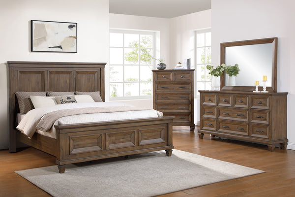 The Mariana 4-Piece Wood Bedroom Set in Vintage Mocha blends timeless craftsmanship, elegant design, and practical functionality to elevate any bedroom. Constructed from solid Acacia, manufactured wood, and Acacia veneers, each piece showcases the natural