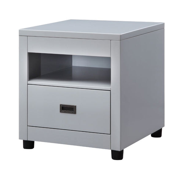 Assambled, Square End Table Storage: Top Compartment, 1 Drawer Wooden Case-Frame Round Leg CONSTRUCTION Wooden Top/Case-Frame & Drw: Poplar Wood, Veneer, MDF Round Leg, Leg Size: 2-" (50mm) Drawer: GLIDE Center Wood (Undermount, 2/3 Ext.), DOVETAIL Englis