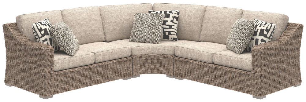 Sporting an easy-on-the-eyes look inspired by driftwood, this 3-piece sectional elevates the art of indoor-outdoor living. Beautiful and durable enough for indoor and outdoor use, this high-style/low-maintenance sectional entices with plush, removable cus
