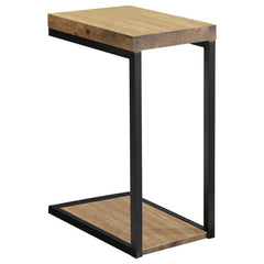 Slide this accent table up to a sofa or chair for a convenient place to keep a drink or study material. Supported by a slim base, it can fit under the apron or frame of most furniture. Built with an eco-friendly engineered veneer top, the tabletop surface