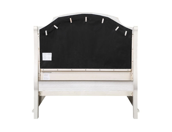 Jaqueline - Queen Bed With Storage - Light Gray Linen & Antique White Finish