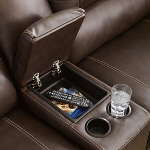 Dunleith - Chocolate - 7-Piece Power Reclining Sectional With 2 Storage Consoles