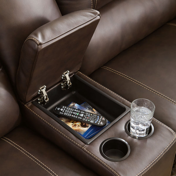 Dunleith - Chocolate - 7-Piece Power Reclining Sectional With 2 Storage Consoles