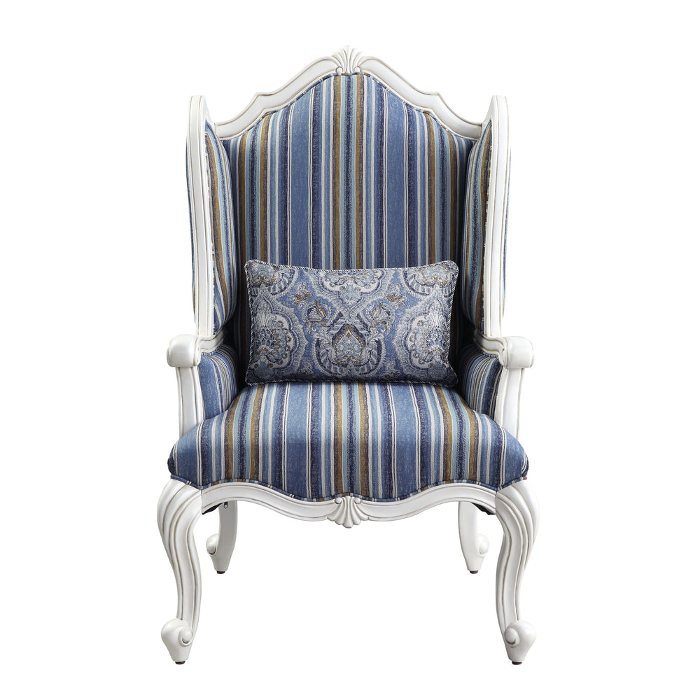 Fabric & White Finish<br/><br/><b>Product Features</b><ul><li>Seat Construction: Pocket Coilâ€§Wooden Inner Frameâ€§Accent Pillows Includedâ€§Tight Back & Loose Seat Cushionâ€§ Resin Queen Anne Legâ€§Arched Backrestâ€§KD Leg</li><li>Case: 1Pc/1Ctn</li><li