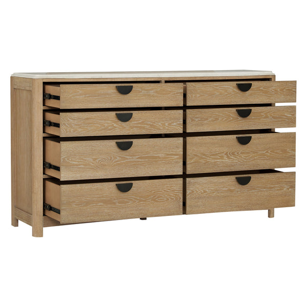 Escape - Bedroom King Panel Bed With Dresser And Mirror - Glazed Natural Oak