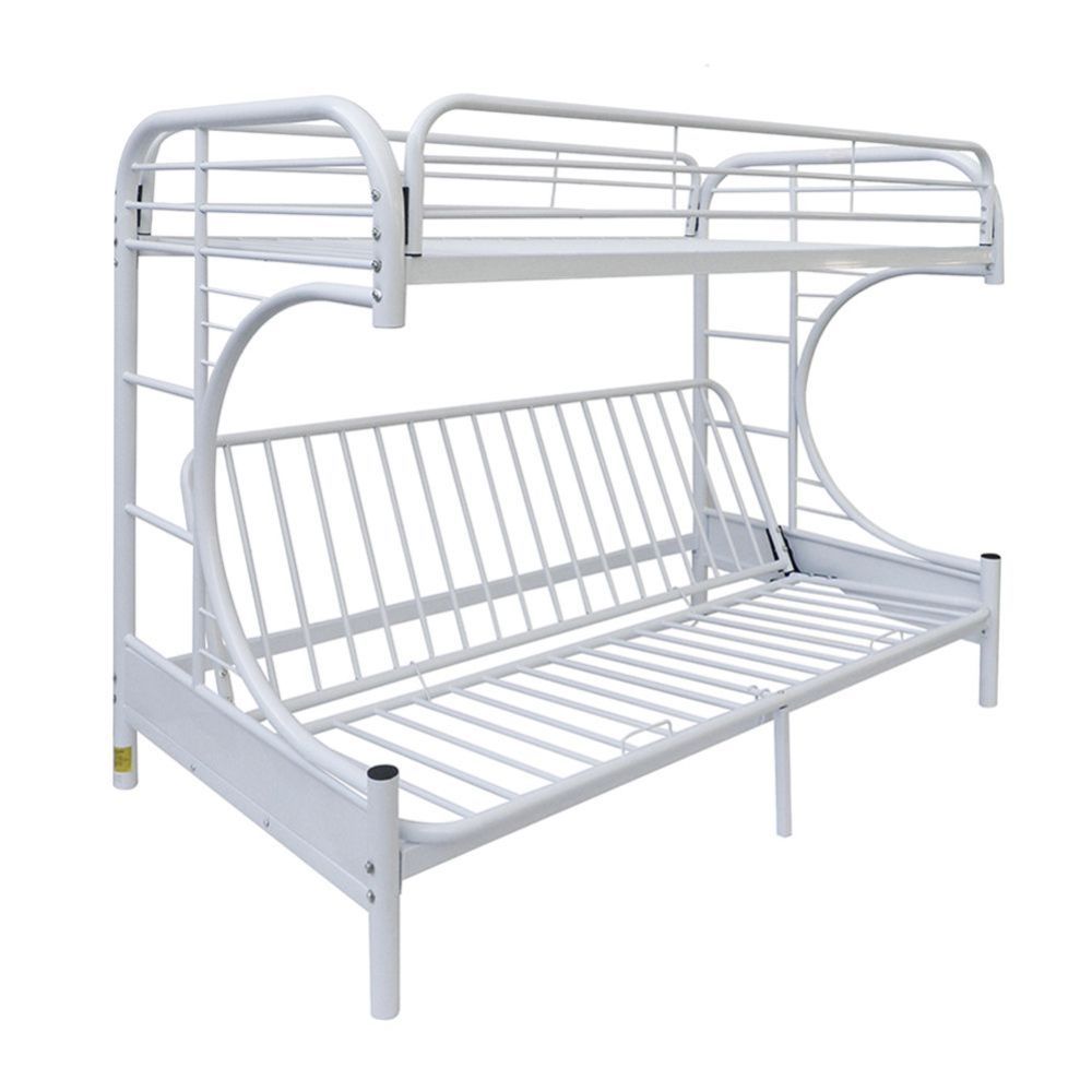 Bring home this Eclipse twin over full-futon bunk bed to let your kids enjoy personal space without compromising on style. The convertible futon feature allows to switch from a sit to sleep position by simply lifting the light weight of the seat