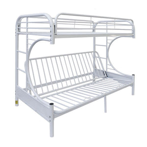 Bring home this Eclipse twin over full-futon bunk bed to let your kids enjoy personal space without compromising on style. The convertible futon feature allows to switch from a sit to sleep position by simply lifting the light weight of the seat