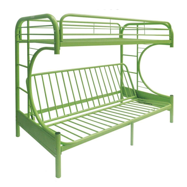 Bring home this Eclipse twin over full-futon bunk bed to let your kids enjoy personal space without compromising on style. The convertible futon feature allows to switch from a sit to sleep position by simply lifting the light weight of the seat