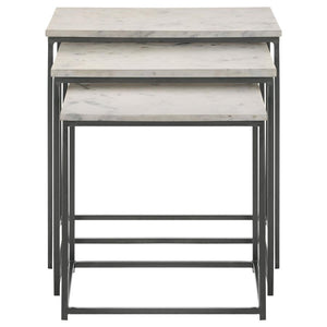 Medora - 3 Piece Marble Top Nesting Table Set - White