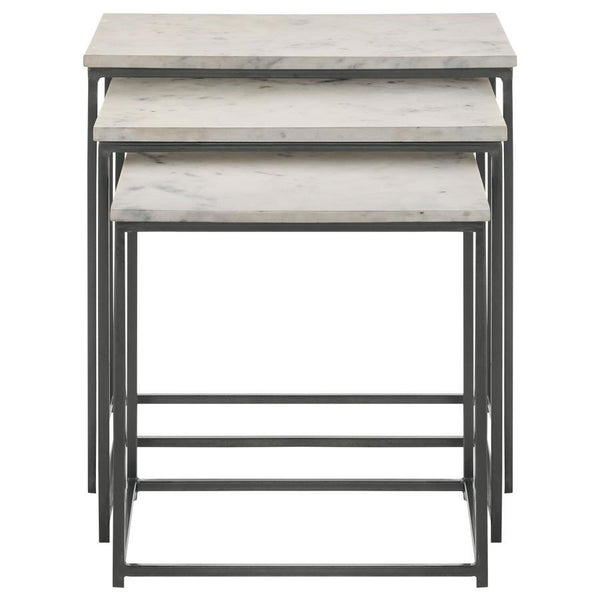 Medora - 3 Piece Marble Top Nesting Table Set - White