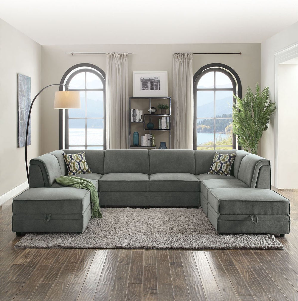 With the unlimited possible options, Bois collection features a soft upholstery velvet, tight back & seat cushion. Also this storage ottoman can be used as a footrest, coffee table or extra seating in a pinch. This collection is completely modular so you 