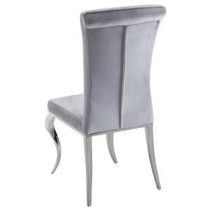 Ellie - 5 Piece Mirrored Pedestal Dining Table Set - Gray