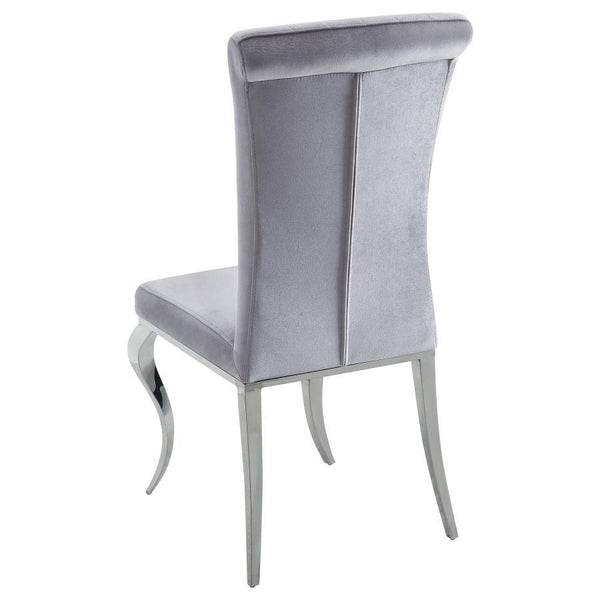 Ellie - 5 Piece Mirrored Pedestal Dining Table Set - Gray