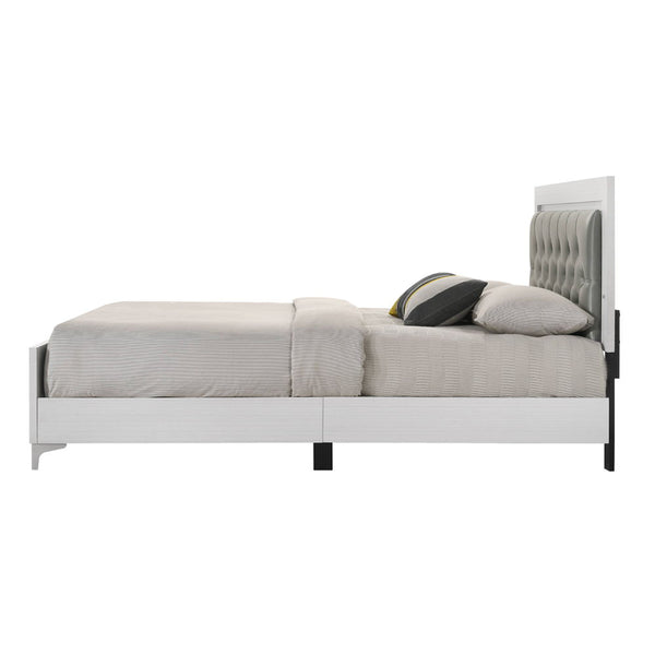 Casilda - Eastern King Bed - Gray PU & White Finish