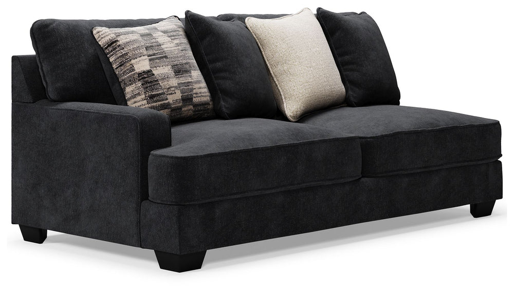 This left-arm facing sofa is made with polyester upholstery. Pairs with other items in the series to make a sectional.<br><br><b>Additional Dimensions</b><br><ul><li>Arm height: 26-"</li><li>Seat depth: 27-"</li><li>Seat height: 21-"</li><li>Top of cushio
