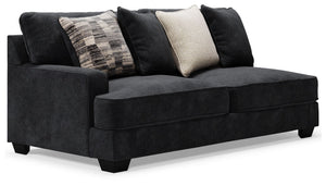 This left-arm facing sofa is made with polyester upholstery. Pairs with other items in the series to make a sectional.<br><br><b>Additional Dimensions</b><br><ul><li>Arm height: 26-"</li><li>Seat depth: 27-"</li><li>Seat height: 21-"</li><li>Top of cushio