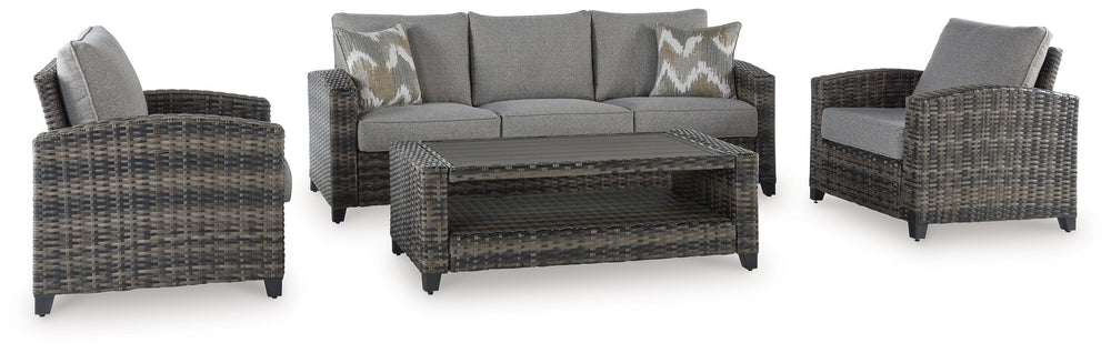 Luxurious comfort, meet outdoor living. This furniture set brings superior seating areas alfresco, taking cues from contemporary interiors with its versatile neutral hues and ample cushioning. Soak up the sun on summer days or cozy up with cocoa on winter