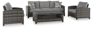 Luxurious comfort, meet outdoor living. This furniture set brings superior seating areas alfresco, taking cues from contemporary interiors with its versatile neutral hues and ample cushioning. Soak up the sun on summer days or cozy up with cocoa on winter