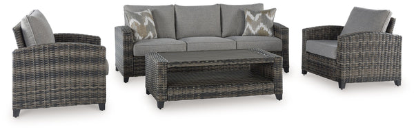 Luxurious comfort, meet outdoor living. This furniture set brings superior seating areas alfresco, taking cues from contemporary interiors with its versatile neutral hues and ample cushioning. Soak up the sun on summer days or cozy up with cocoa on winter