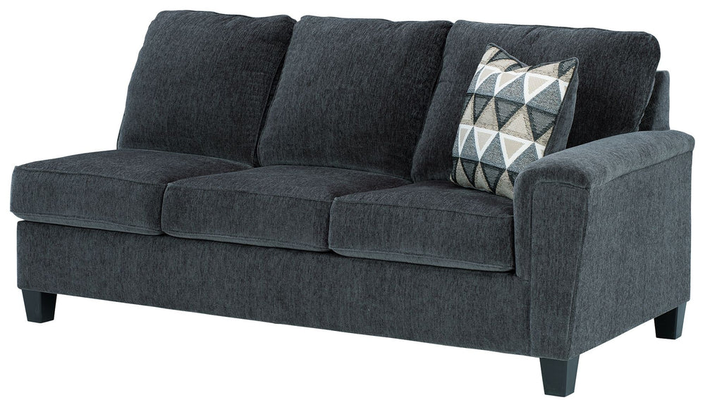 This right-arm facing sofa with corner wedge is made with polyester upholstery. Pairs with other items in the series to make a sectional.<br><br><b>Additional Dimensions</b><br><ul><li>Arm height: 27-"</li><li>Leg height: 4.5-"</li><li>Minimum width of do