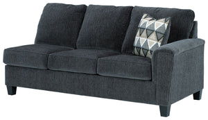 This right-arm facing sofa with corner wedge is made with polyester upholstery. Pairs with other items in the series to make a sectional.<br><br><b>Additional Dimensions</b><br><ul><li>Arm height: 27-"</li><li>Leg height: 4.5-"</li><li>Minimum width of do