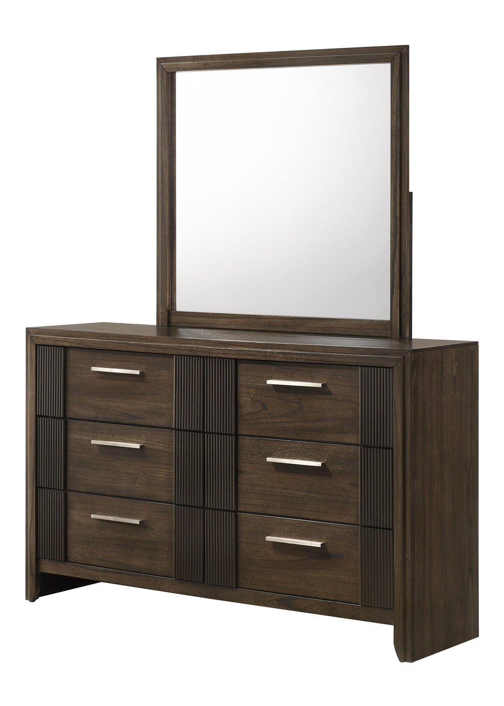 Create a warm and inviting retreat with this beautifully crafted bedroom ensemble, where timeless design meets modern functionality. Featuring a rich wood finish and sleek, linear details, this collection strikes the perfect balance between rustic charm a