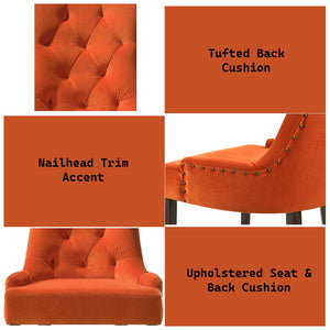 Farren - Side Chair (Set of 2) - Orange Velvet & Espresso Finish