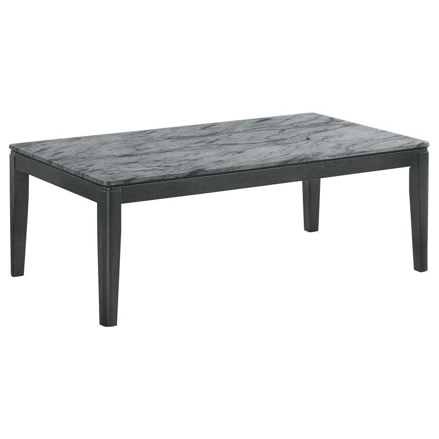 Elevate your living room with this durable coffee table, featuring a high-pressure laminate top in a sophisticated grey faux marble finish. Designed for resilience, the surface is break-proof, scratch-resistant, and burn-proof, making it both stylish and 