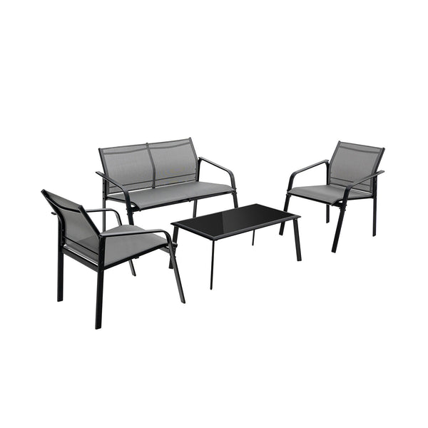 Make outdoor life more comfortable and make outdoor places more beautiful with this 4-piece patio furniture set! Â  To provide you with upgraded comfort  this outdoor conversation set is ergonomically designed with curved backrests  cozy armrests and wide