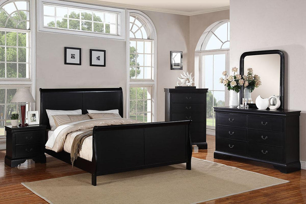 QUEEN LOUIS PHILLIPPE BED - BLACK