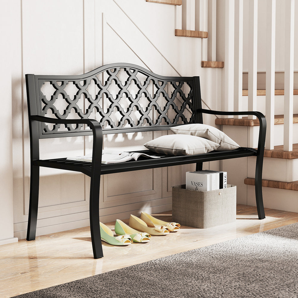 Supported by reinforced metal frame for long-lasting use<br>Non-slip footpads for higher stability<br>Withstand heavy weight up to 660 lbs<br>47" seat length for 2-3 people to relax together<br>Comfortable to sit with curved seat and armrests<br>Appealing