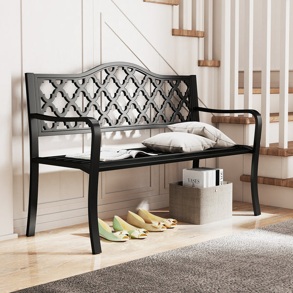 Supported by reinforced metal frame for long-lasting use<br>Non-slip footpads for higher stability<br>Withstand heavy weight up to 660 lbs<br>47" seat length for 2-3 people to relax together<br>Comfortable to sit with curved seat and armrests<br>Appealing