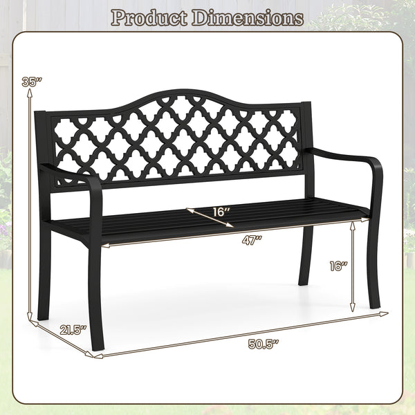 Supported by reinforced metal frame for long-lasting use<br>Non-slip footpads for higher stability<br>Withstand heavy weight up to 660 lbs<br>47" seat length for 2-3 people to relax together<br>Comfortable to sit with curved seat and armrests<br>Appealing