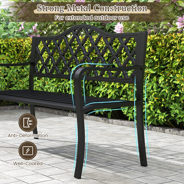 Supported by reinforced metal frame for long-lasting use<br>Non-slip footpads for higher stability<br>Withstand heavy weight up to 660 lbs<br>47" seat length for 2-3 people to relax together<br>Comfortable to sit with curved seat and armrests<br>Appealing