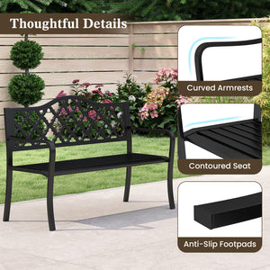 Supported by reinforced metal frame for long-lasting use<br>Non-slip footpads for higher stability<br>Withstand heavy weight up to 660 lbs<br>47" seat length for 2-3 people to relax together<br>Comfortable to sit with curved seat and armrests<br>Appealing