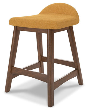 Lyncott - Mustard / Brown - Upholstered Barstool (Set of 2)