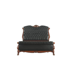 The Dresden bedroom collection is exclusively designed and filled with a romantic spirit. A piece carefully crafted and inspired by the luxurious designs of the past. This gorgeous bed features a stunning rolled leatherette headboard and footboard with bu