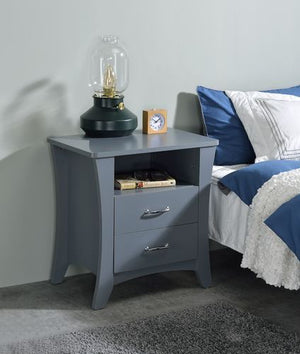 Enlarge your bedroom storage with this Colt nightstand in gray finish. The large top surface holds a lamp and clock, and an open shelf keeps books and tissues within easy reach. It also features 2 drawers to store book, magazines, and other essentials. Th