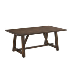 KD, Rectangular Table w/Trestle Base Wooden Fixed Table Top (No Leaves) 18+18mm MDF w/Knotty Oak Veneer Edging with Veneer, Profile: Straight, No Apron Trestle Base: 72mm Shaker Leg with 55mm Crossbar, Leg Size: 28-"<br/><br/><b>Product Features</b><ul><l