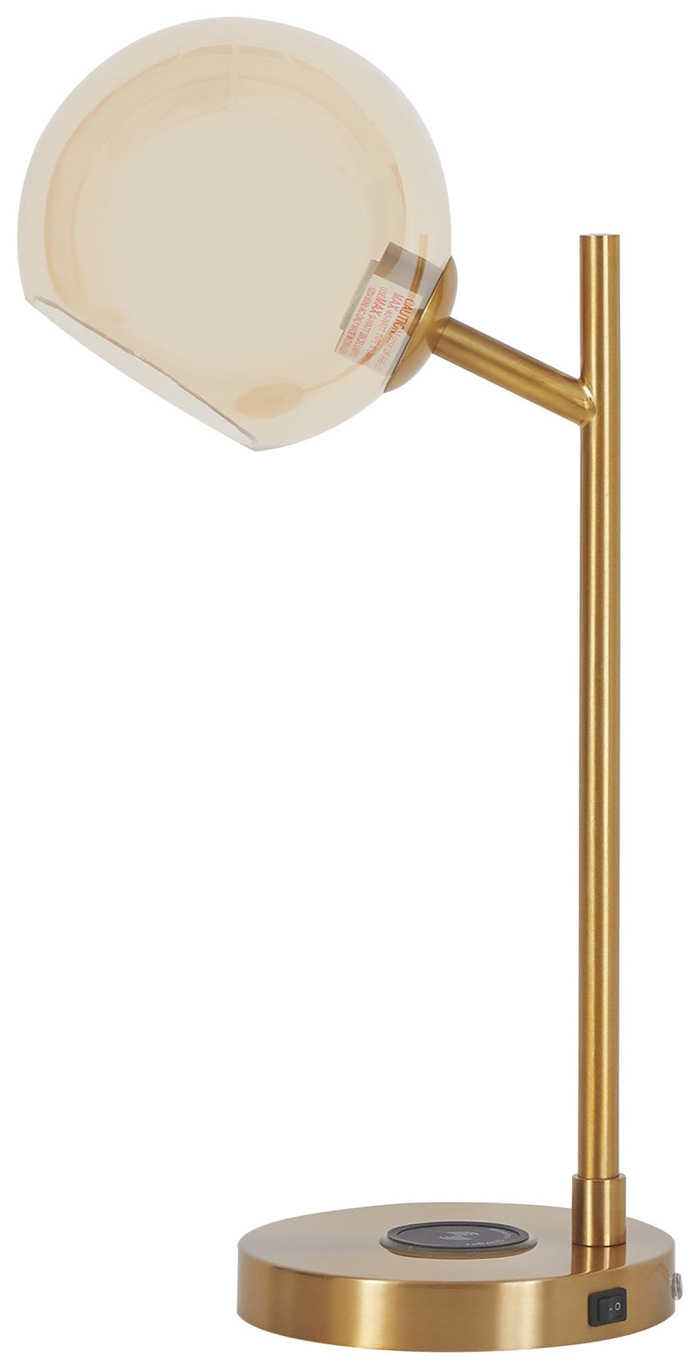 The added functionality of this desk lamp was smartly designed to shine light where you need it most without compromising style. Featuring a wireless charging pad and 1 USB charging port, you can charge up without cords or clutter. The glass shade brings 