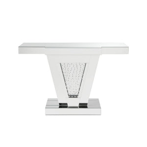  Rectangular Console Table Beveled Mirrored Finish
