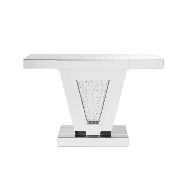  Rectangular Console Table Beveled Mirrored Finish