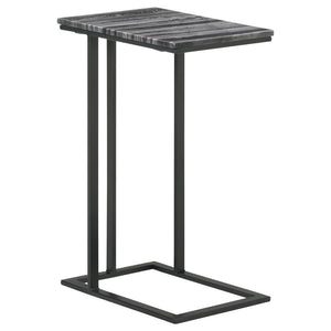 Keep a drink or snack close by as you watch a favorite TV series. This contemporary accent table offers a spacious surface area for mugs, tablets and more with its classically designed marble top. The smooth and polished marble top rests on an iron cantil