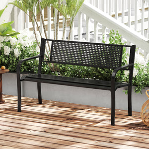 Seat 2-3 thanks to a spacious and ergonomic seat<br>Comfortable backrest and curved armrests for coziness<br>Spray-painted metal ensures a long-lasting service time<br>Heavy-duty construction can support up to 660 lbs<br>Tight connections for enhanced ste