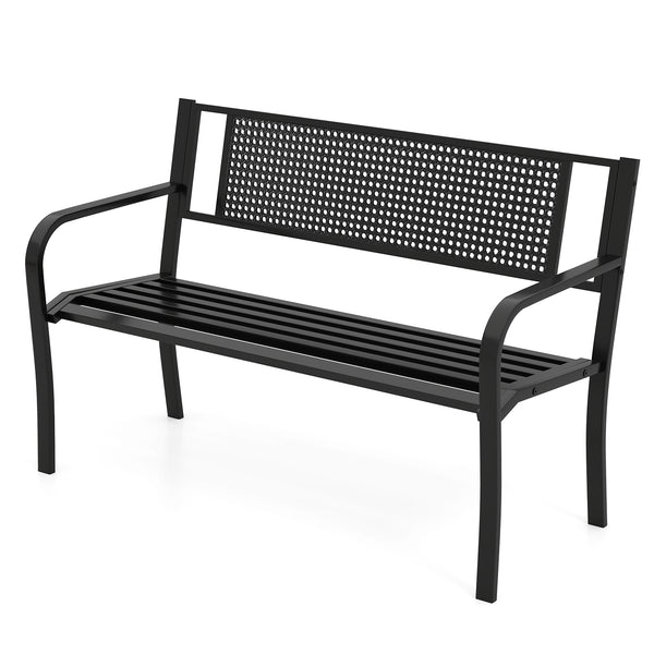 Seat 2-3 thanks to a spacious and ergonomic seat<br>Comfortable backrest and curved armrests for coziness<br>Spray-painted metal ensures a long-lasting service time<br>Heavy-duty construction can support up to 660 lbs<br>Tight connections for enhanced ste