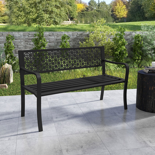 Seat 2-3 thanks to a spacious and ergonomic seat<br>Comfortable backrest and curved armrests for coziness<br>Spray-painted metal ensures a long-lasting service time<br>Heavy-duty construction can support up to 660 lbs<br>Tight connections for enhanced ste