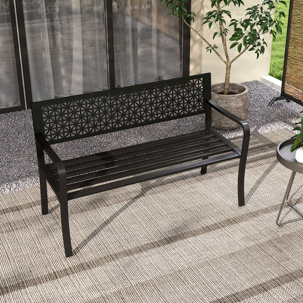 Seat 2-3 thanks to a spacious and ergonomic seat<br>Comfortable backrest and curved armrests for coziness<br>Spray-painted metal ensures a long-lasting service time<br>Heavy-duty construction can support up to 660 lbs<br>Tight connections for enhanced ste